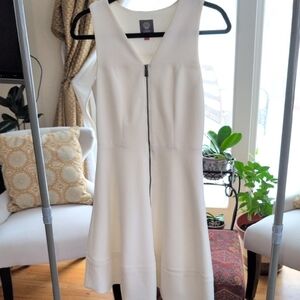 Vince Camuto White Zip-Front Sleeveless Blouse
